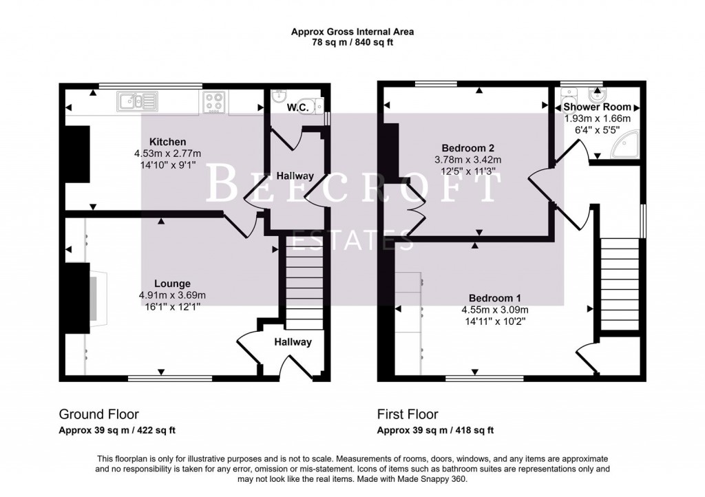 Floorplans For Thompson Road, Wombwell, Barnsley