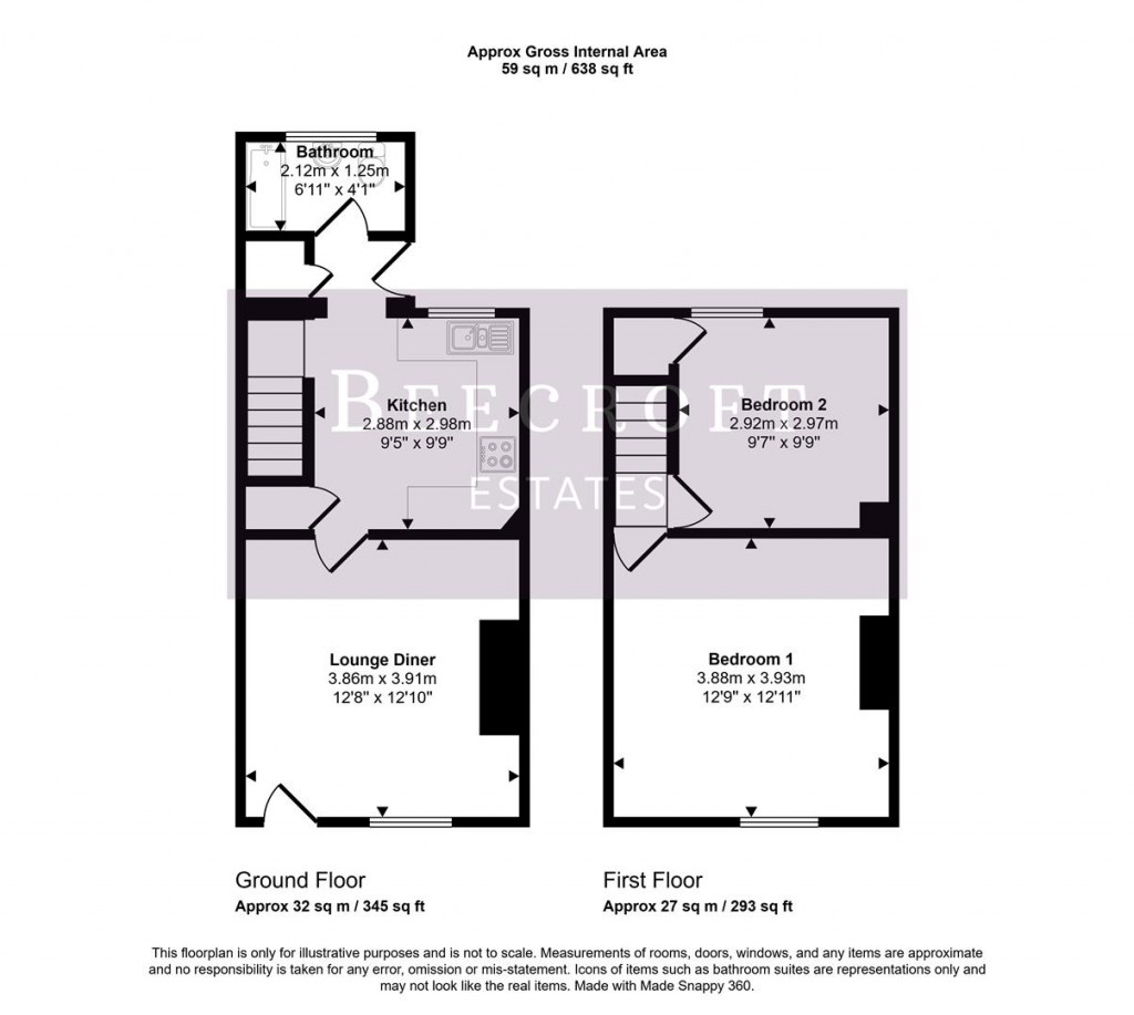 Floorplans For Wilson Street, Wombwell, Barnsley