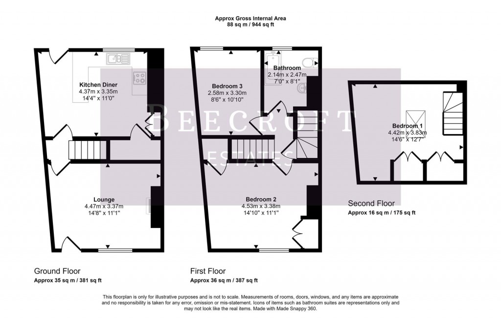 Floorplans For Gower Street, Wombwell, Barnsley