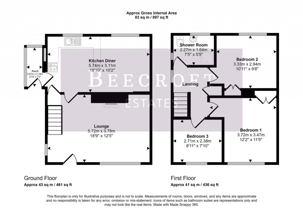 Floorplans For Pearson Crescent, Wombwell, Barnsley